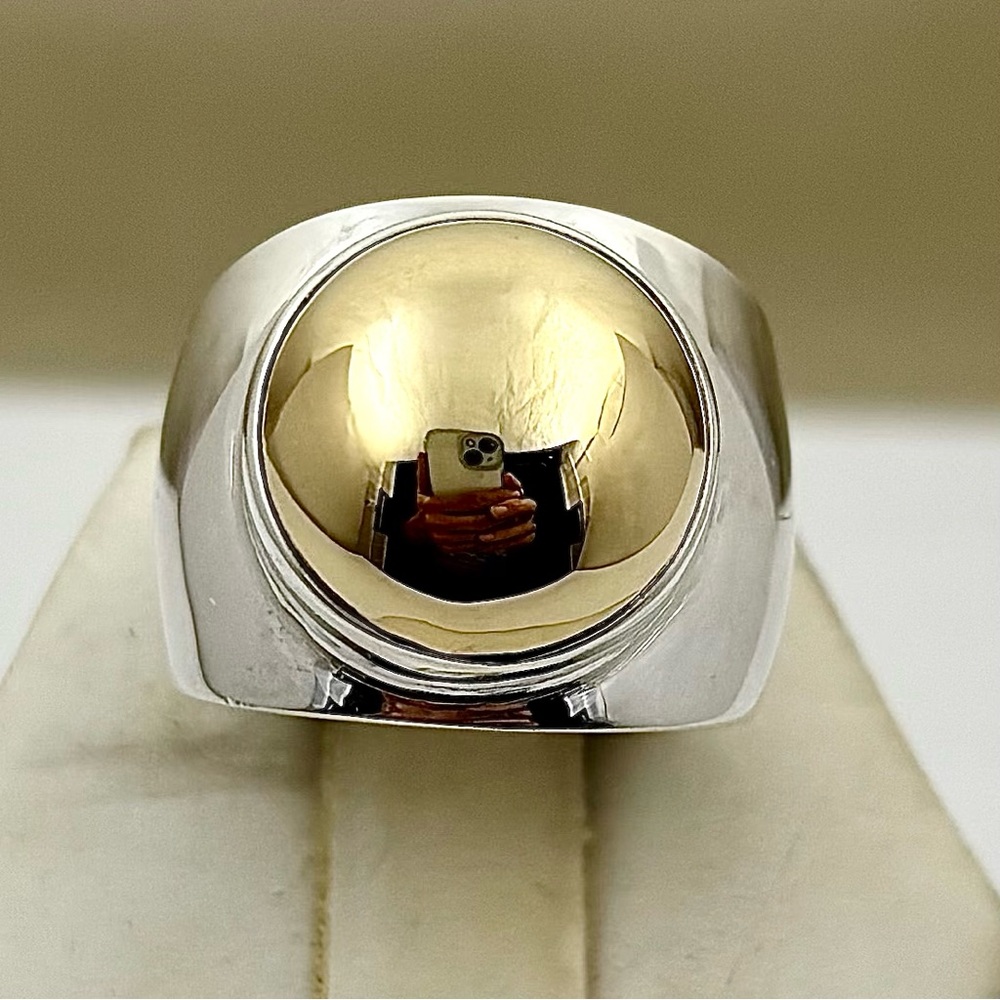 DOMINIQUE DINOUART Sterling And 14K Domed Ring - Size 7.25